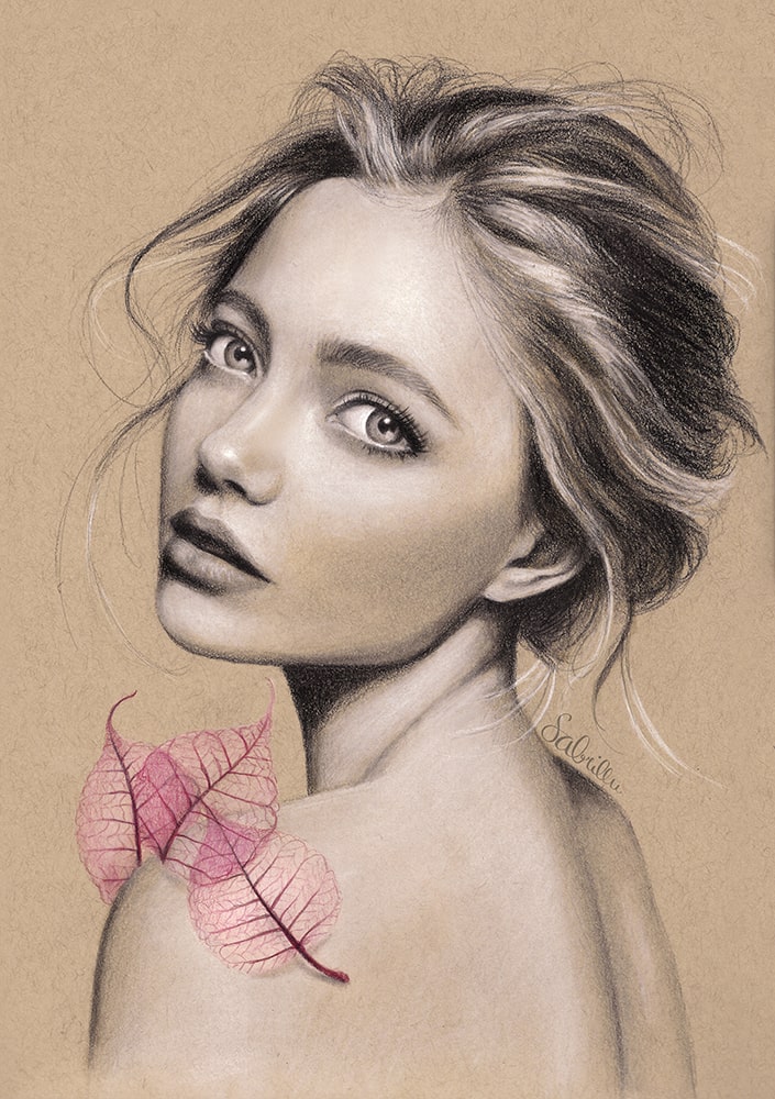 Portrait drawing of a girl