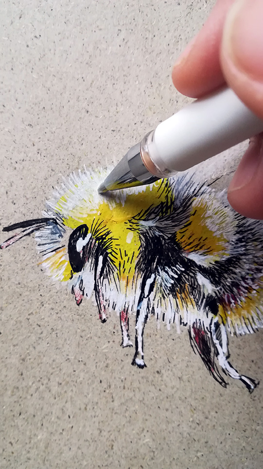 Bee drawing with acrylic - Sabrillu