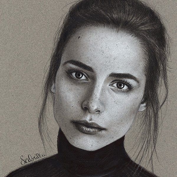 portrait drawn with graphite and white charcoal pencils. : r/learntodraw