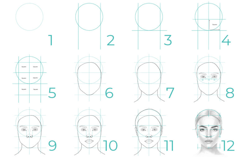 How to draw a beautiful female face Stepbystep Draw with Sabrillu