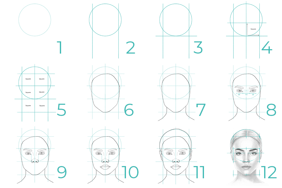 Draw a beautiful female face - easy step by step - Sabrillu